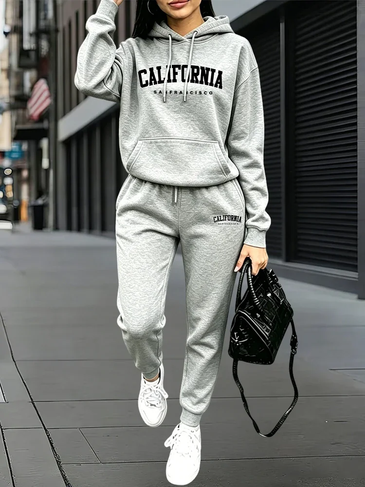 California Women's Set Hooded Sweatshirt and Jogger Pants High Quality Pure Color Hoodies Sportswear Autumn Winter Casual Outfit
California Women's Set Hooded Sweatshirt and Jogger Pants High Quality Pure Color Hoodies Sportswear Autumn Winter Casual Outfit