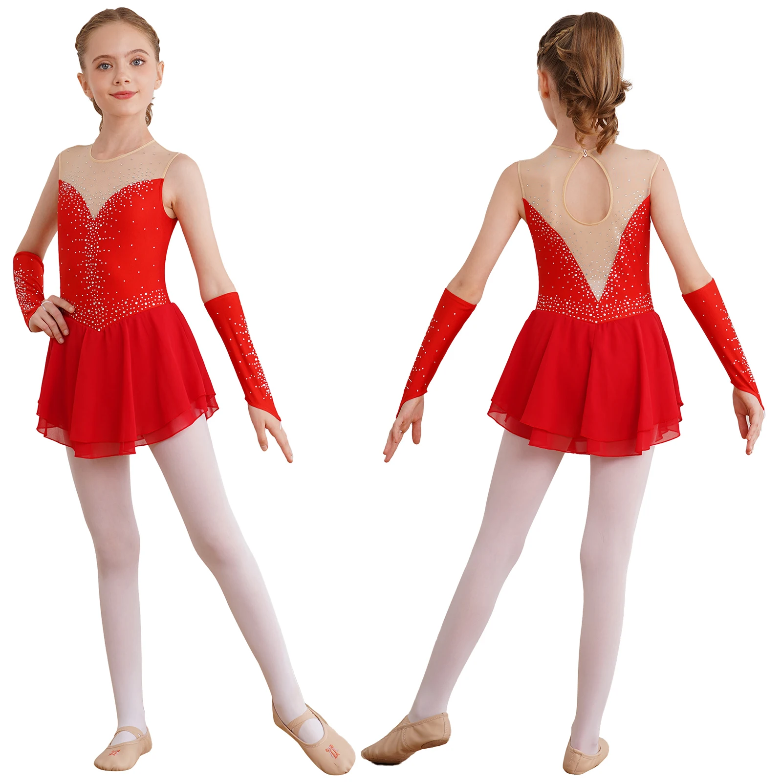 Teen Girls Figure Ice Skating Dress Shiny Rhinestone Leotard Tutu with Gloves Ballet Rhythmic Gymnastics Lyrical Dance Dancewear
Teen Girls Figure Ice Skating Dress Shiny Rhinestone Leotard Tutu with Gloves Ballet Rhythmic Gymnastics Lyrical Dance Dancewear