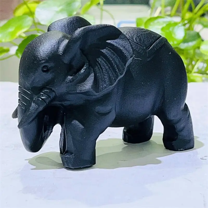 Natural Black Obsidian Elephant Carving Animal Crafts Healing Crystal Stone Feng Shui Home Decoration Gift 1Pcs 
Natural Black Obsidian Elephant Carving Animal Crafts Healing Crystal Stone Feng Shui Home Decoration Gift 1Pcs