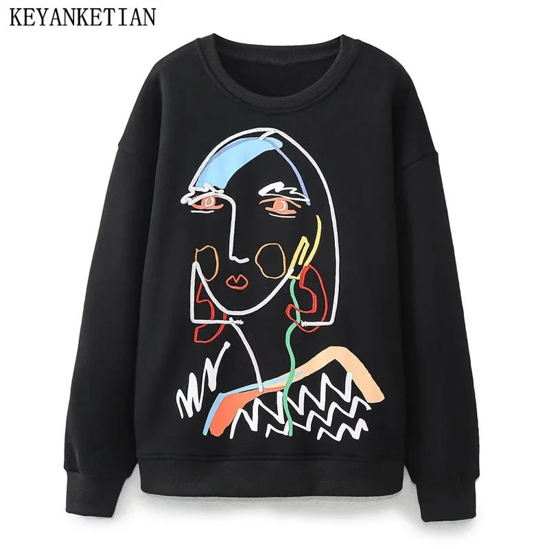KEYANKETIAN Autumn/Winter New Women's Fashion Abstract Maiden Pattern Embroidery O-Neck Hoodie Sweatshirt Female Pullover Top
KEYANKETIAN Autumn/Winter New Women's Fashion Abstract Maiden Pattern Embroidery O-Neck Hoodie Sweatshirt Female Pullover Top