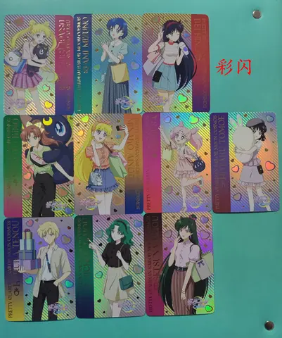 10 pz/set Fai Da Te Sailor Moon Doratura Auto Controllo Raccogliere Firma Trading Flash Card Anime Cartoon Regalo Di Natale Giocattolo