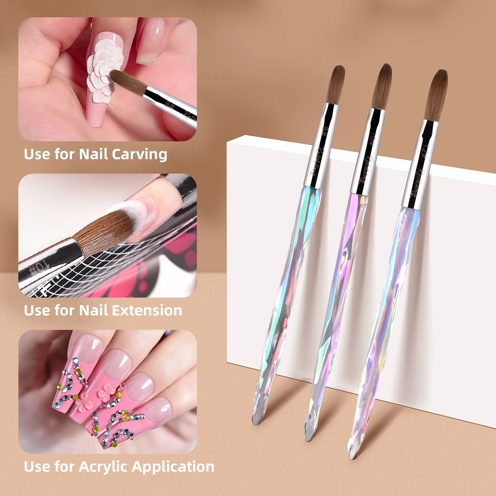 3Pcs/Set Kolinsky Acrylic Nail Brush Rainbow Colors Crystal Handle UV Gel Carving Pen Brush Acrylic Powder DIY Nail Art Tools
3Pcs/Set Kolinsky Acrylic Nail Brush Rainbow Colors Crystal Handle UV Gel Carving Pen Brush Acrylic Powder DIY Nail Art Tools