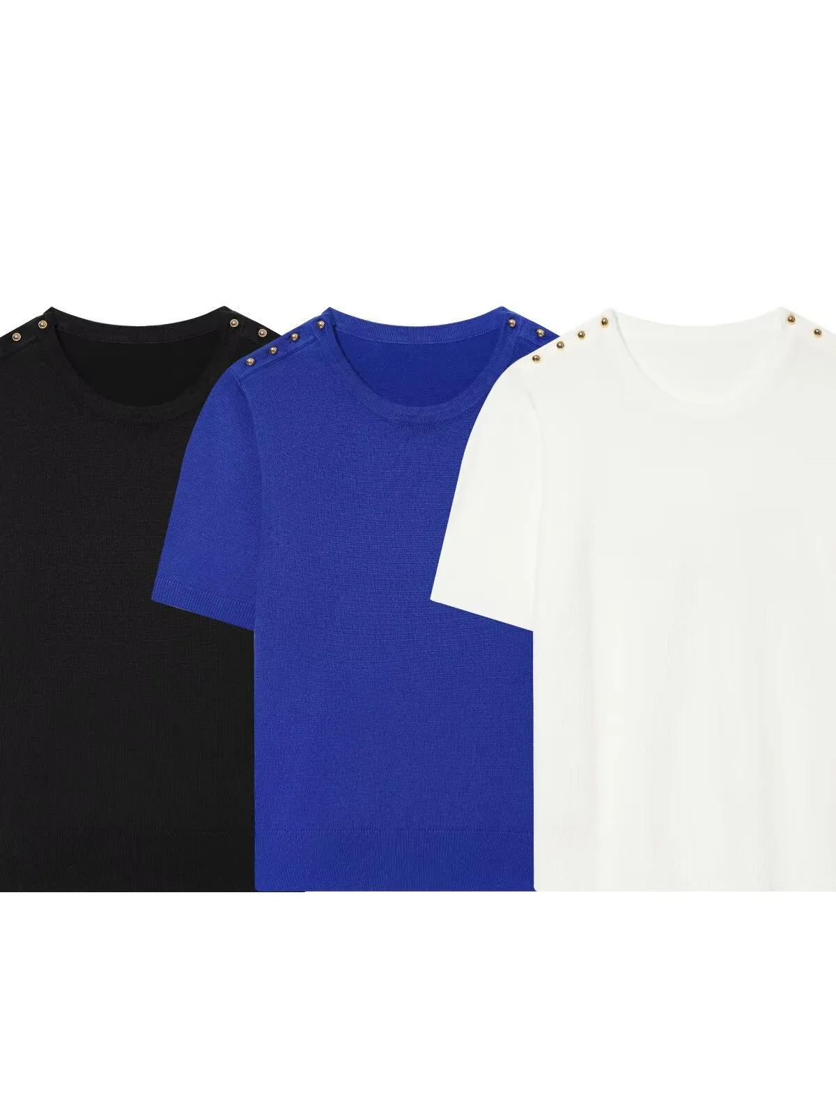 Withered T-shirt Woman Clothes Female Clothing Simple Basic Short Sleeved Knitted Sweater
Withered T-shirt Woman Clothes Female Clothing Simple Basic Short Sleeved Knitted Sweater