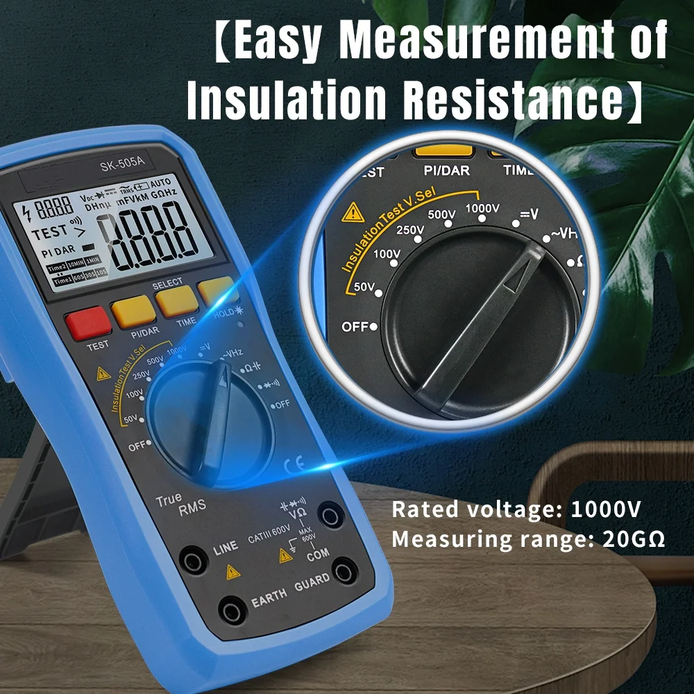 2-in-1 Insulation Resistance Tester 50V-1000V 20GΩ True RMS Multimeter PI/DAR Capacitance Backlight for Electrical Maintenance
2-in-1 Insulation Resistance Tester 50V-1000V 20GΩ True RMS Multimeter PI/DAR Capacitance Backlight for Electrical Maintenance