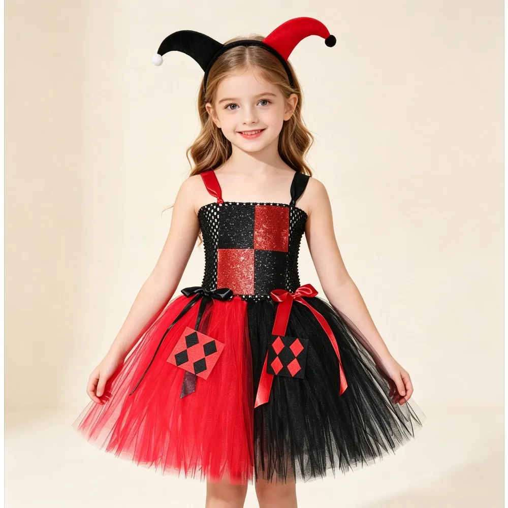 Girls Red Black Clown Tutu Dress Kids Circus Cosplay Costume with Headband for Halloween Carnival Party,Joker Clothes for cosply
Girls Red Black Clown Tutu Dress Kids Circus Cosplay Costume with Headband for Halloween Carnival Party,Joker Clothes for cosply