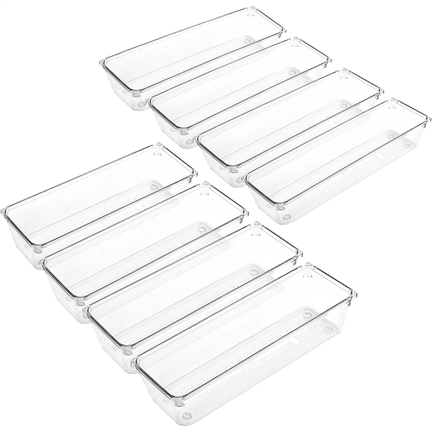 Clear Plastic Drawer Organizers, 9.2" x 3" x 2", Food Grade Non-Slip Storage Bins for Kitchen Utensils, Silverware, Office Desk
Clear Plastic Drawer Organizers, 9.2" x 3" x 2", Food Grade Non-Slip Storage Bins for Kitchen Utensils, Silverware, Office Desk
