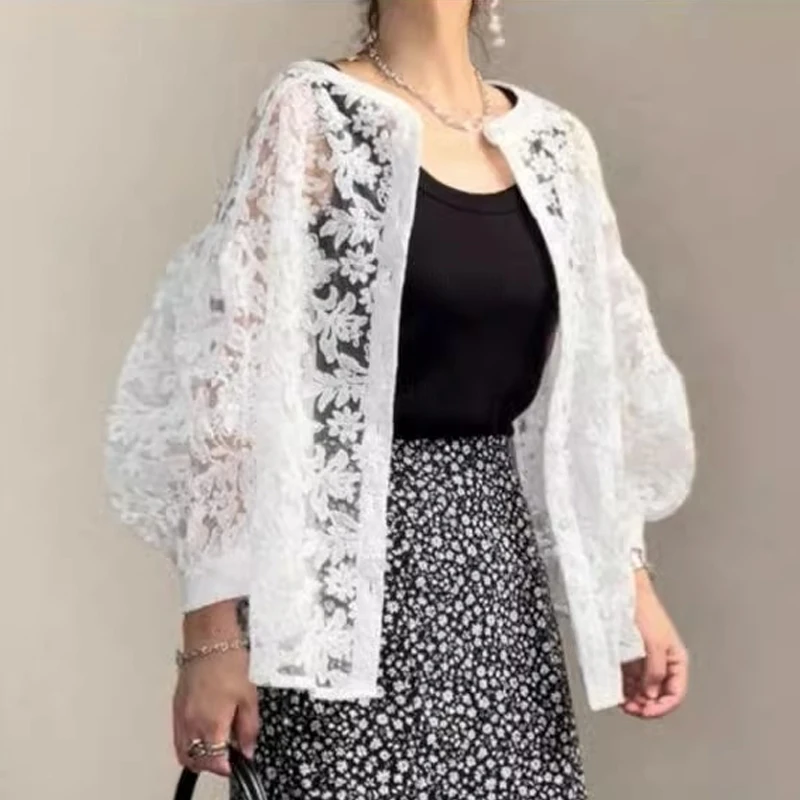Vintage Elegant Lantern Sleeve Shirts Lace Embroidery Spring Blouses Women Summer Hollow Out Japan Style Tops Blusas Mujer 28379
Vintage Elegant Lantern Sleeve Shirts Lace Embroidery Spring Blouses Women Summer Hollow Out Japan Style Tops Blusas Mujer 28379
