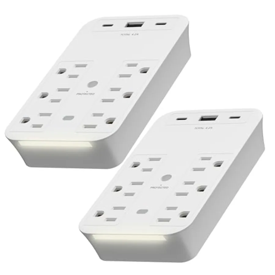 6-Outlet Surge Expander with USB Type A/C and Guide Light Surge Protector Up to 500J Guide Light with LED Indicator Outlet Exte
6-Outlet Surge Expander with USB Type A/C and Guide Light Surge Protector Up to 500J Guide Light with LED Indicator Outlet Exte