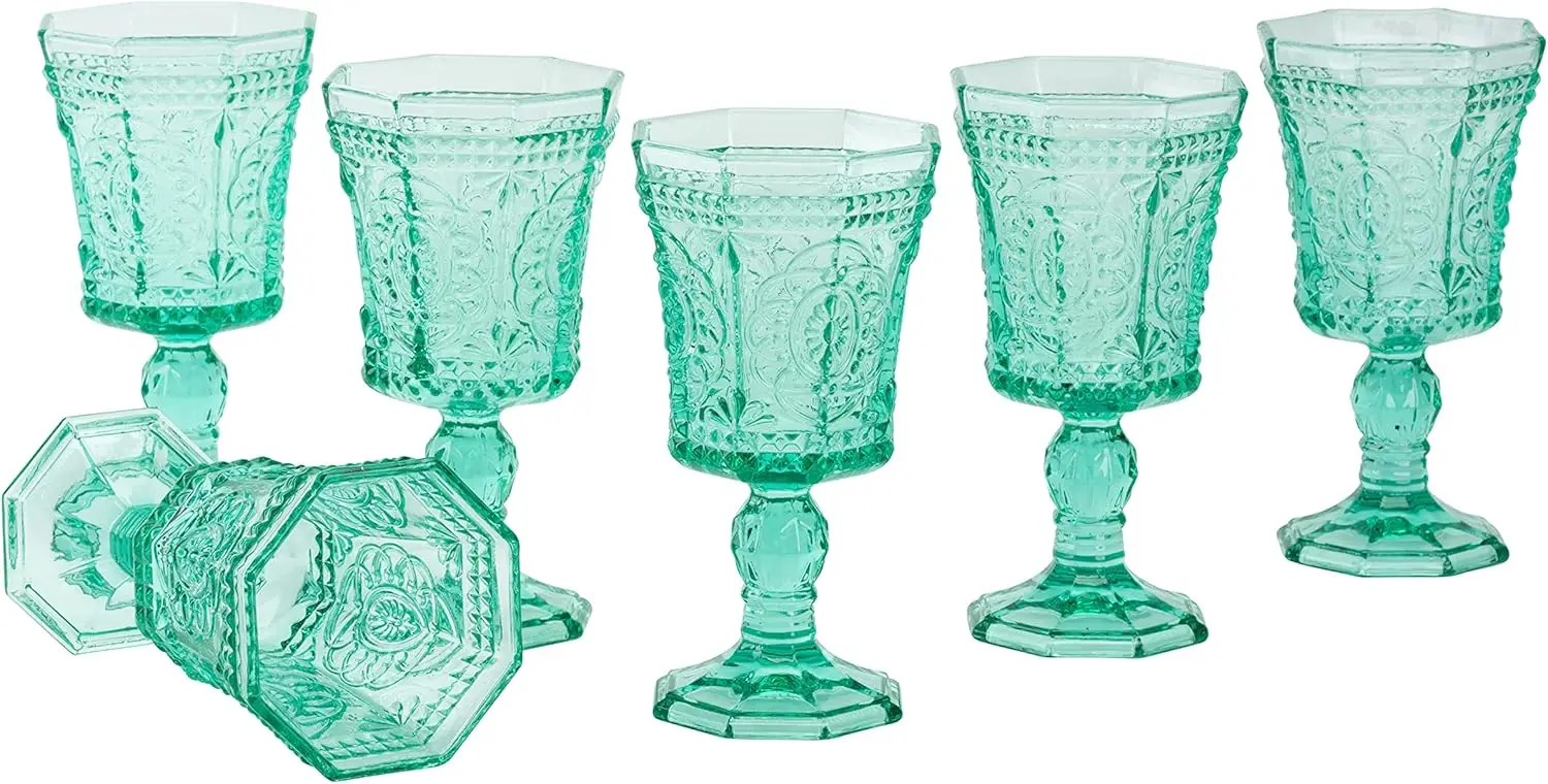 8 Oz Turquoise Red Wine Glasses, Set of 6, Vintage Embossed Goblets
8 Oz Turquoise Red Wine Glasses, Set of 6, Vintage Embossed Goblets