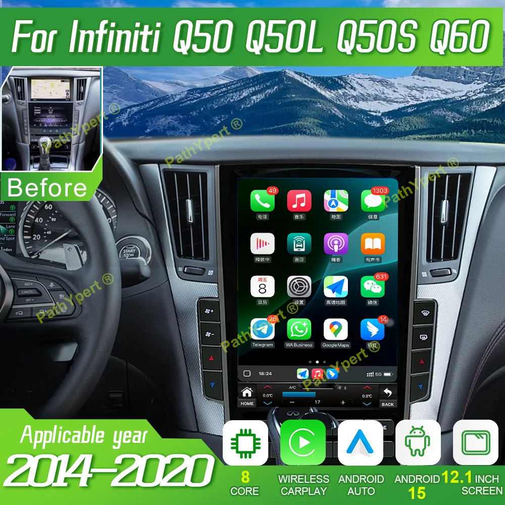 12.1''Android 15 For Infiniti Q50 Q50L Q50S Q60 2014-2020 Car Radio Tesla Automotive Multimedia Carplay GPS Navigation Head Unit
12.1''Android 15 For Infiniti Q50 Q50L Q50S Q60 2014-2020 Car Radio Tesla Automotive Multimedia Carplay GPS Navigation Head Unit