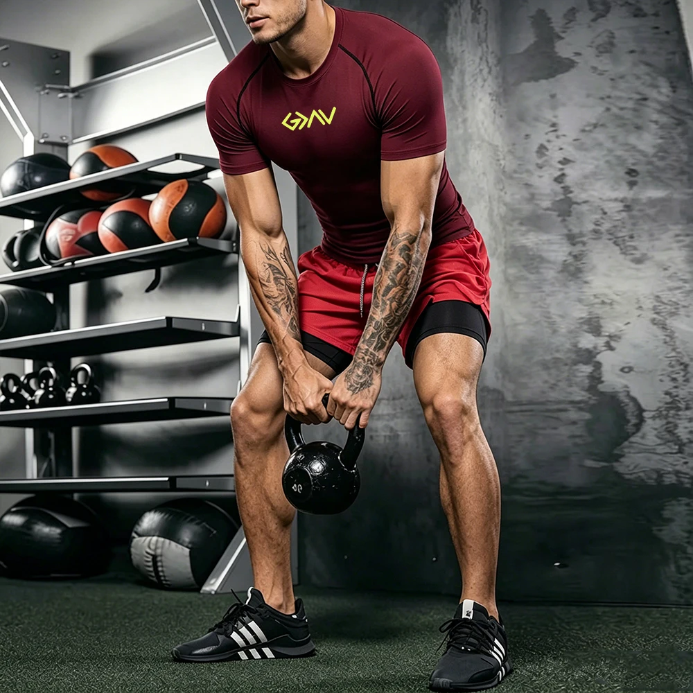 Men Workout 2Pcs Compression Short Sleeve T Shirt Quick Dry Double Layer Running Shorts Set Letter Print Gym Training Sport Suit
Men Workout 2Pcs Compression Short Sleeve T Shirt Quick Dry Double Layer Running Shorts Set Letter Print Gym Training Sport Suit