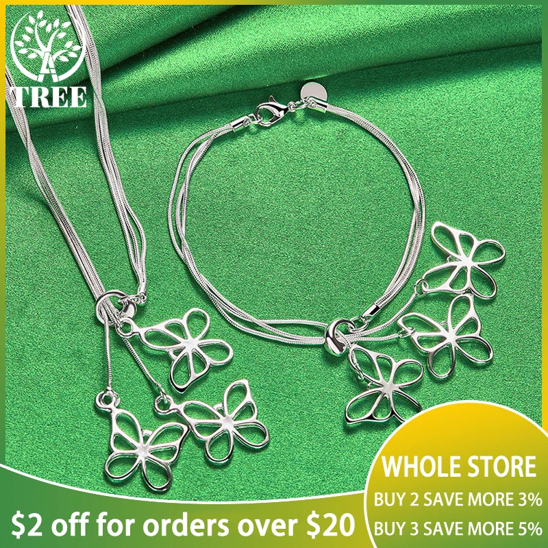 ALITREE 2pcs 925 Sterling Silver Jewelry Set For Woman Fashion Butterfly Pendant Chain Necklace Bracelet Wedding Birthday Gift
ALITREE 2pcs 925 Sterling Silver Jewelry Set For Woman Fashion Butterfly Pendant Chain Necklace Bracelet Wedding Birthday Gift