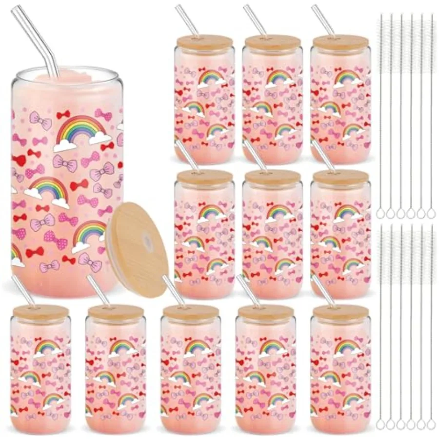 12 Sets Aesthetic Drinking Glass Cups with Bamboo Lids and Straw Brushes 16oz Cute Print Glass Cups Iced Coffee Tea Beer Tumble
12 Sets Aesthetic Drinking Glass Cups with Bamboo Lids and Straw Brushes 16oz Cute Print Glass Cups Iced Coffee Tea Beer Tumble