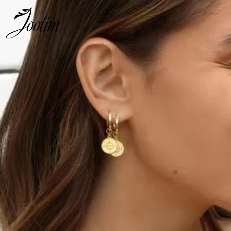 Joolim Jewelry Trendy PVD Wholesale Tarnish Free Chic Compass Pendant Dangle Hoop Stainless Steel Earring For Women
Joolim Jewelry Trendy PVD Wholesale Tarnish Free Chic Compass Pendant Dangle Hoop Stainless Steel Earring For Women