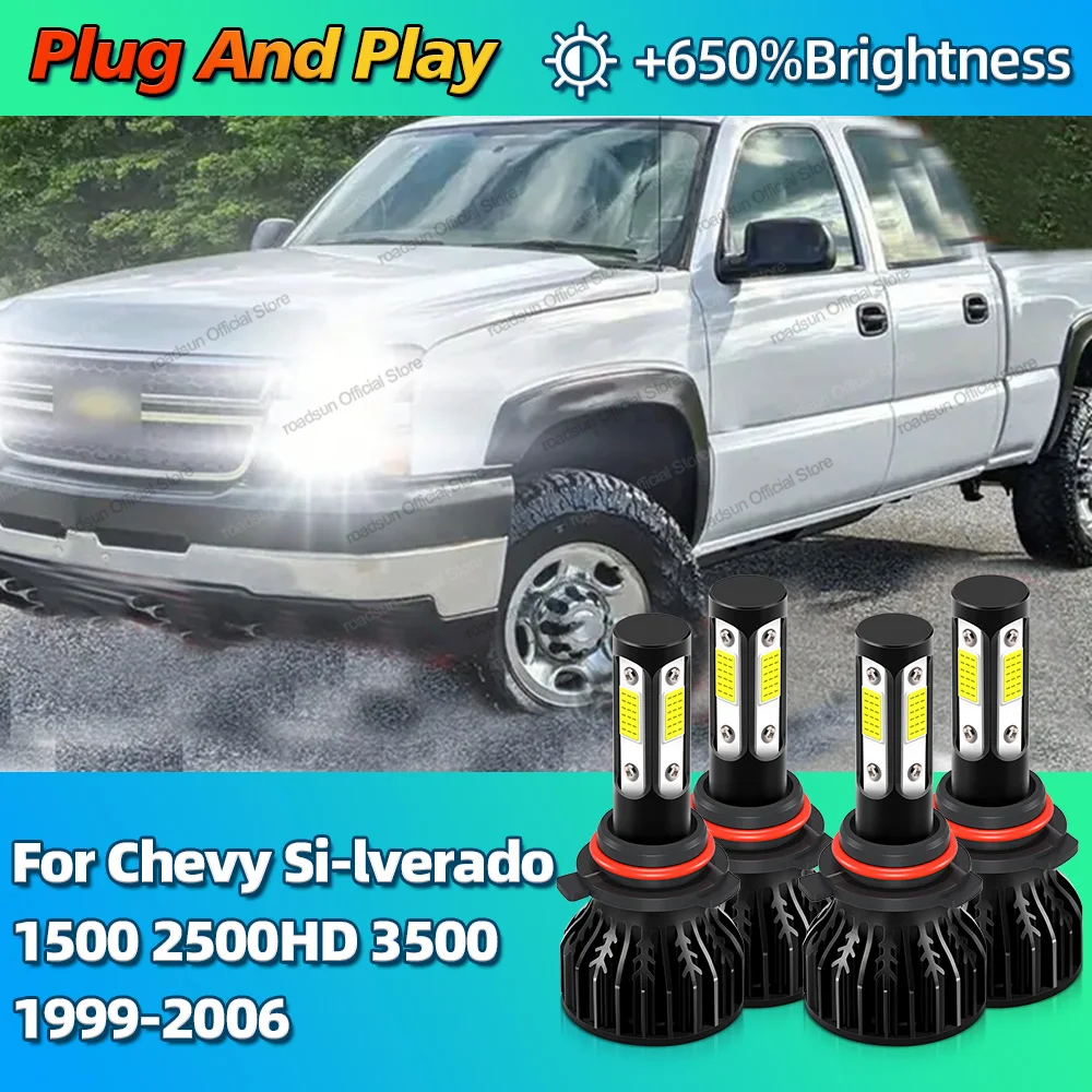 4Pcs Car Headlight LED Lamp 4Side Chip HB3 HB4 Light Bulbs 180W For Chevy Silverado 1500 2500HD 3500 1999-2006 2000 2001 2002
4Pcs Car Headlight LED Lamp 4Side Chip HB3 HB4 Light Bulbs 180W For Chevy Silverado 1500 2500HD 3500 1999-2006 2000 2001 2002