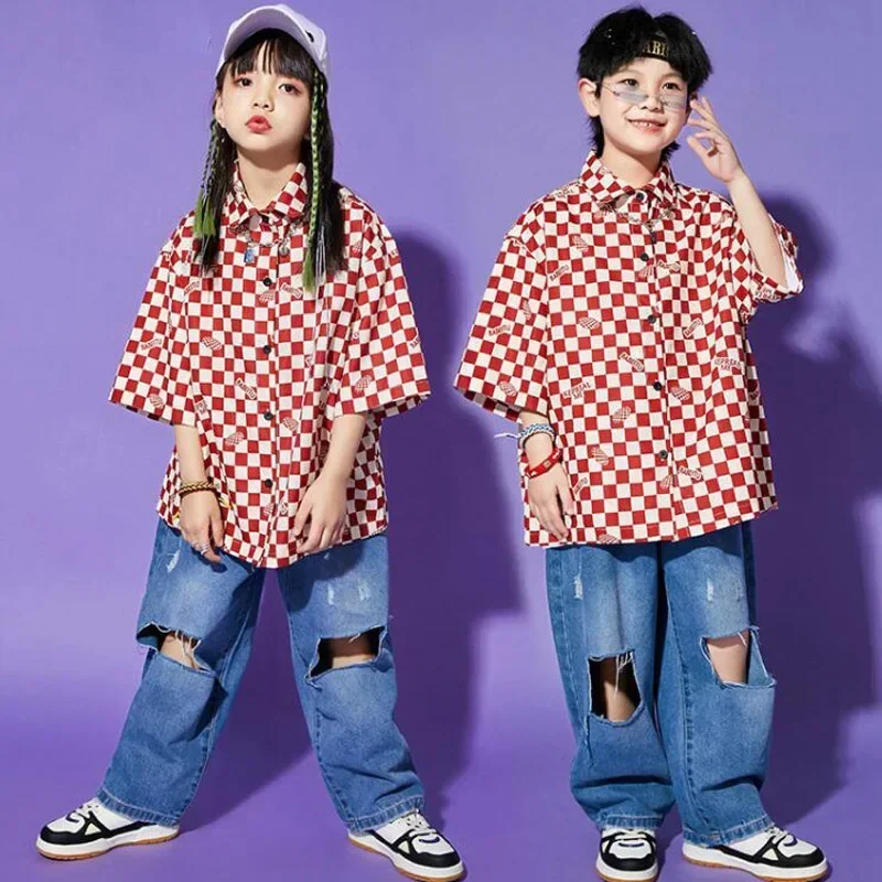 Checkered Shirt Casual Street Jeans Pants for Girls Boys Jazz Dance Costume Clothes Kids Hip Hop Show Clothing Teenage Outfits
Checkered Shirt Casual Street Jeans Pants for Girls Boys Jazz Dance Costume Clothes Kids Hip Hop Show Clothing Teenage Outfits