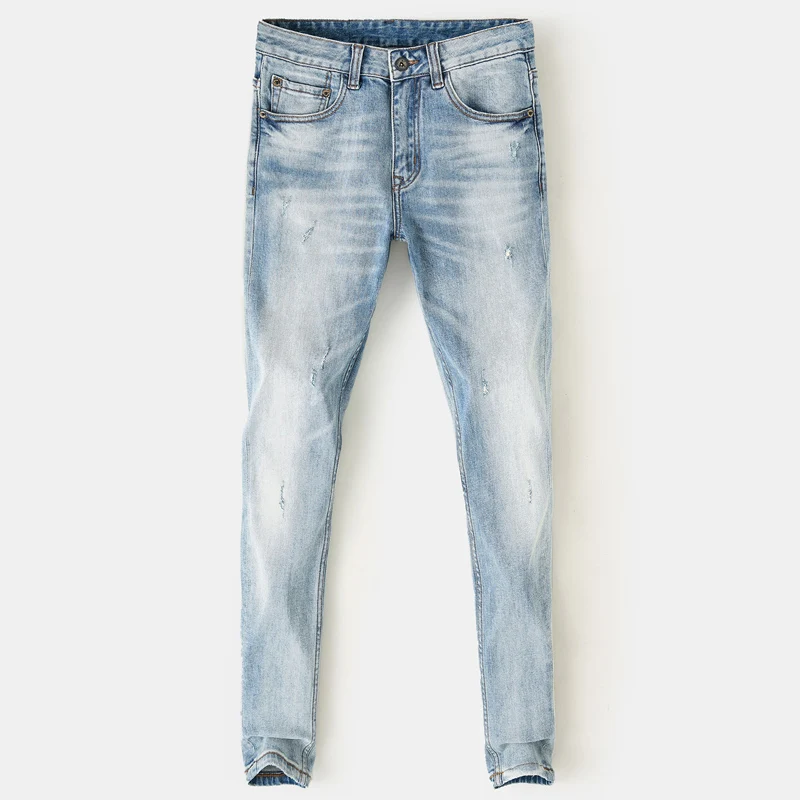 Italian Style Fashion Men Jeans High Quality Retro Light Blue Elastic Slim Fit Ripped Jeans Men Vintage Designer Denim Pants
Italian Style Fashion Men Jeans High Quality Retro Light Blue Elastic Slim Fit Ripped Jeans Men Vintage Designer Denim Pants