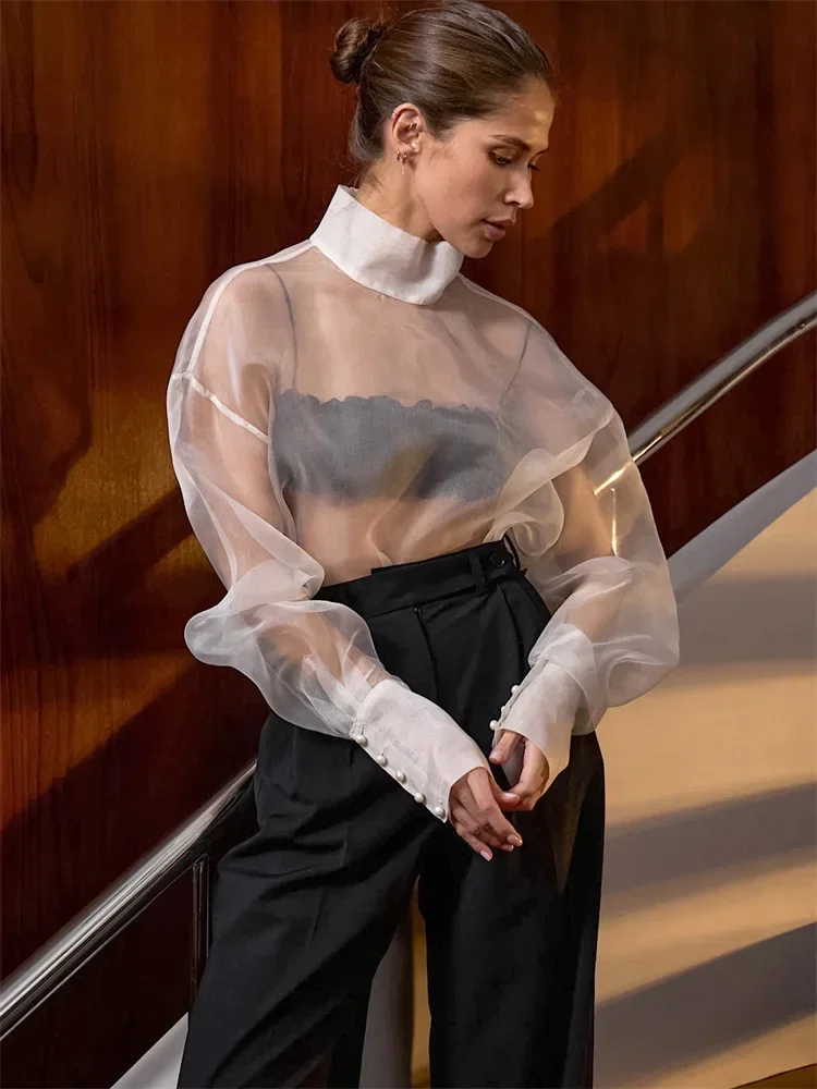 Sexy Mesh See-Through Shirts Pullover Female Long Sleeve Casual Patchwork Commute Y2k Top Clothes Women's Blouse Summer
Sexy Mesh See-Through Shirts Pullover Female Long Sleeve Casual Patchwork Commute Y2k Top Clothes Women's Blouse Summer