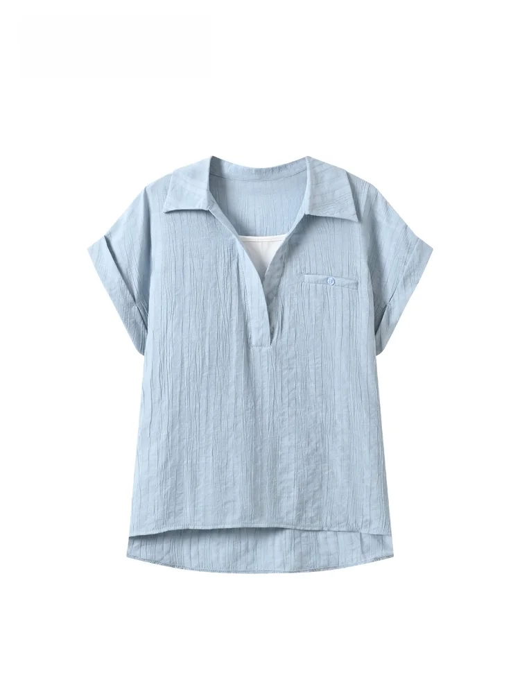 Loose Short Sleeve Shirt Women's plus Size Casual Style Breathable Fabric Summer New Style Cara CLUB Big Size Shoulder Shirt
Loose Short Sleeve Shirt Women's plus Size Casual Style Breathable Fabric Summer New Style Cara CLUB Big Size Shoulder Shirt
