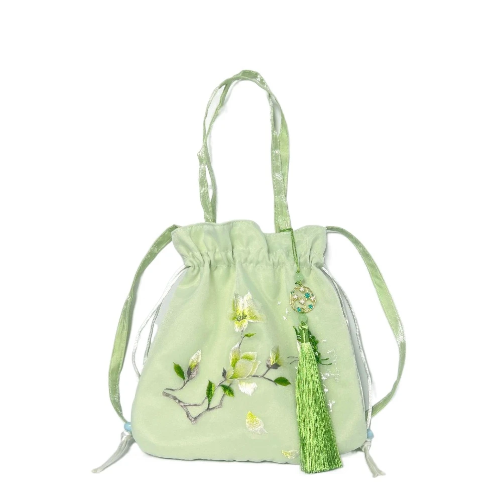 Elegant Chinese Style Drawstring Bucket Bag Organza Flower Hanfu Embroidery Handbag Tassel Pendant Sweet Small Purse Bag Outdoor
Elegant Chinese Style Drawstring Bucket Bag Organza Flower Hanfu Embroidery Handbag Tassel Pendant Sweet Small Purse Bag Outdoor