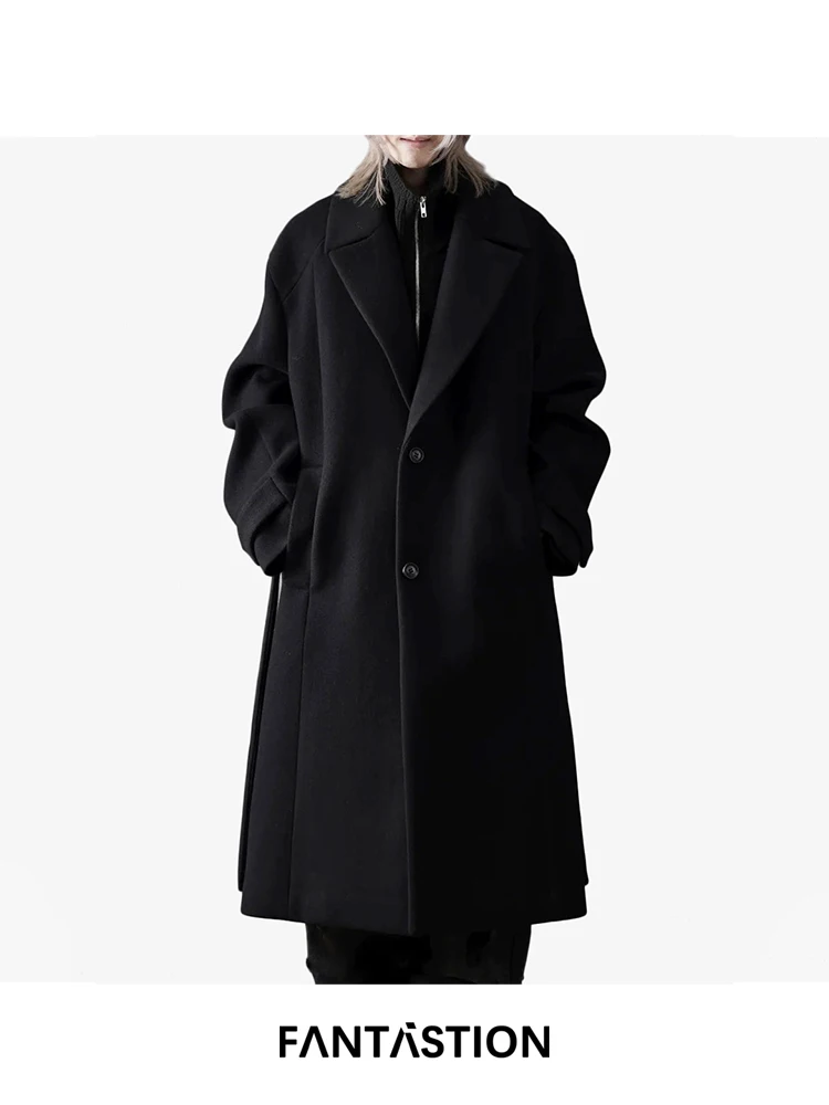 FANTASTION Оригинальный дизайн Утолщенное черное повседневное шерстяное пальто Туника с поясом Длинное шерстяное пальто Свободное осенне-зимнее пальто
FANTASTION Оригинальный дизайн Утолщенное черное повседневное шерстяное пальто Туника с поясом Длинное шерстяное пальто Свободное осенне-зимнее пальто