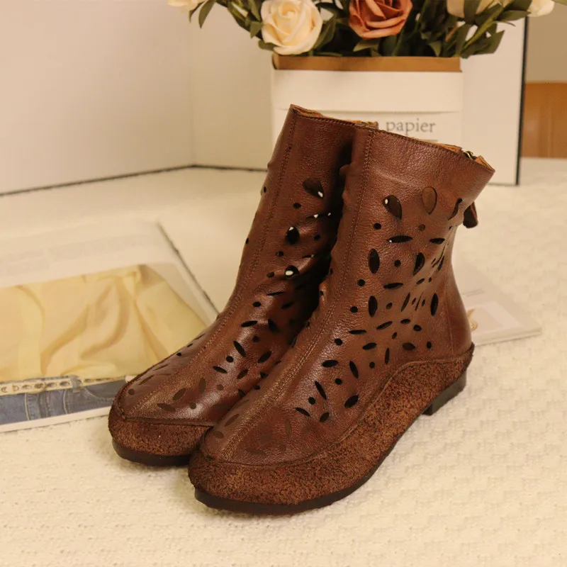 Leather Hollow out round Toe Flat Heel Soft Bottom Women's Boots Casual Leather Booties Spring Autumn Season round Head Boots
Leather Hollow out round Toe Flat Heel Soft Bottom Women's Boots Casual Leather Booties Spring Autumn Season round Head Boots