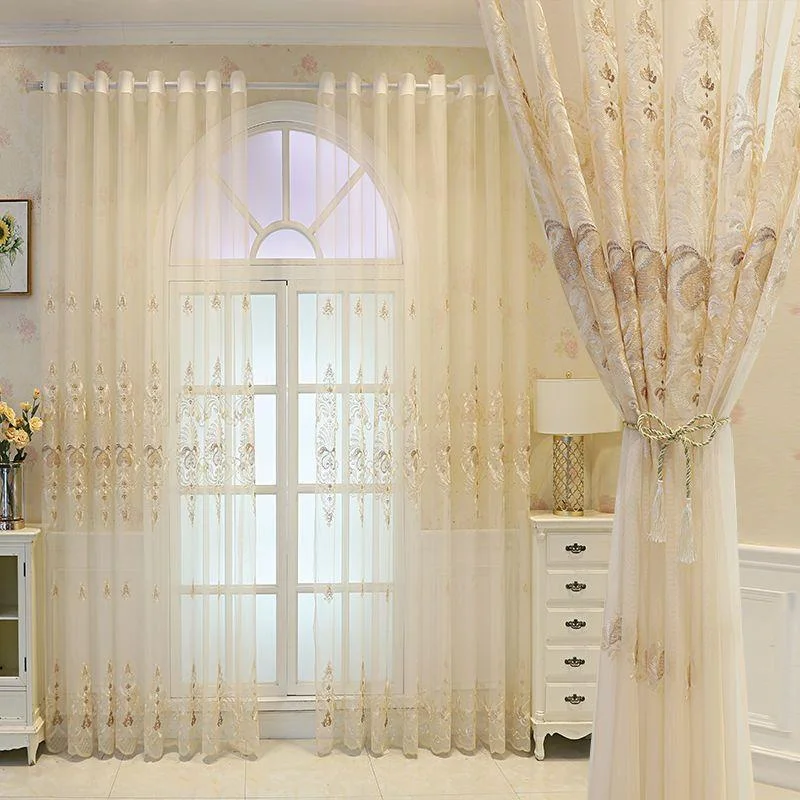 European Luxury Embroidered Yarn Tulle Curtains for Living Room Balcony Bedroom Partition Sunshade Villa Sheer Window Customized
European Luxury Embroidered Yarn Tulle Curtains for Living Room Balcony Bedroom Partition Sunshade Villa Sheer Window Customized