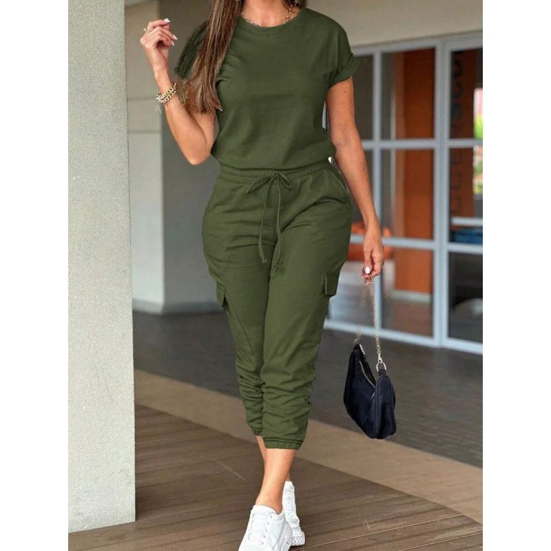 Women's Cargo Jumpsuit Short Sleeve Workwear Casual Sport Suit Spring Season Four Seasons Applicable Online And Offline Sales
Women's Cargo Jumpsuit Short Sleeve Workwear Casual Sport Suit Spring Season Four Seasons Applicable Online And Offline Sales