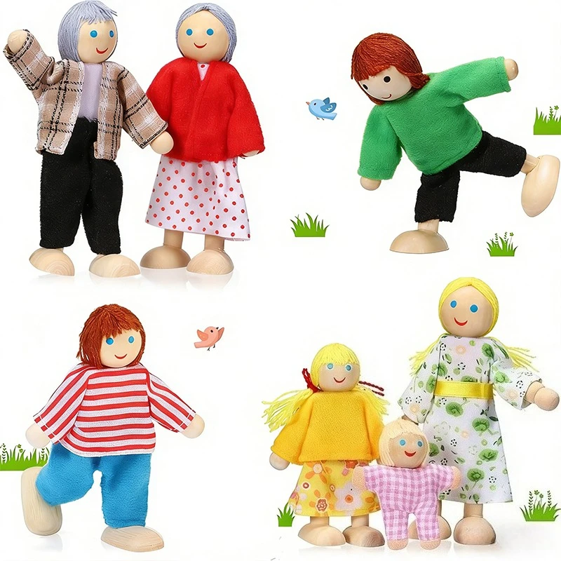 Wooden Dollhouse Family Set of 7 Flexible Mini People Figures Doll House Accessories Pretend Play Toys for Kids Birthday Gift
Wooden Dollhouse Family Set of 7 Flexible Mini People Figures Doll House Accessories Pretend Play Toys for Kids Birthday Gift