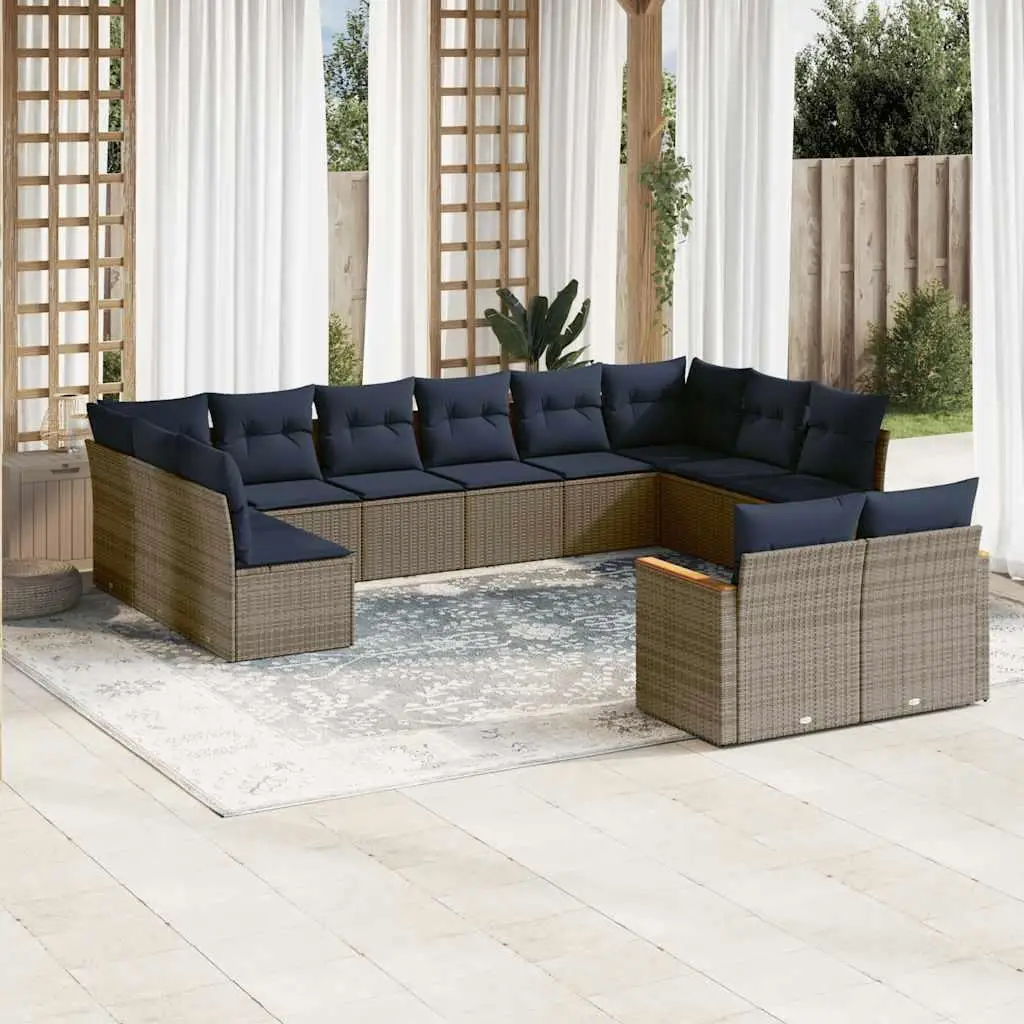 Stylish 12 Piece Outdoor Patio Sofa Set with Cushions in Gray Poly Rattan for Garden and Backyard Seating
Stylish 12 Piece Outdoor Patio Sofa Set with Cushions in Gray Poly Rattan for Garden and Backyard Seating
