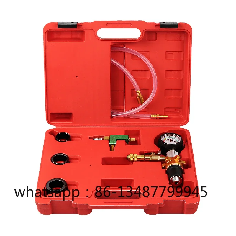 Automotive water tank antifreeze replacement tool universal system filler pressure gauge leak detector
Automotive water tank antifreeze replacement tool universal system filler pressure gauge leak detector