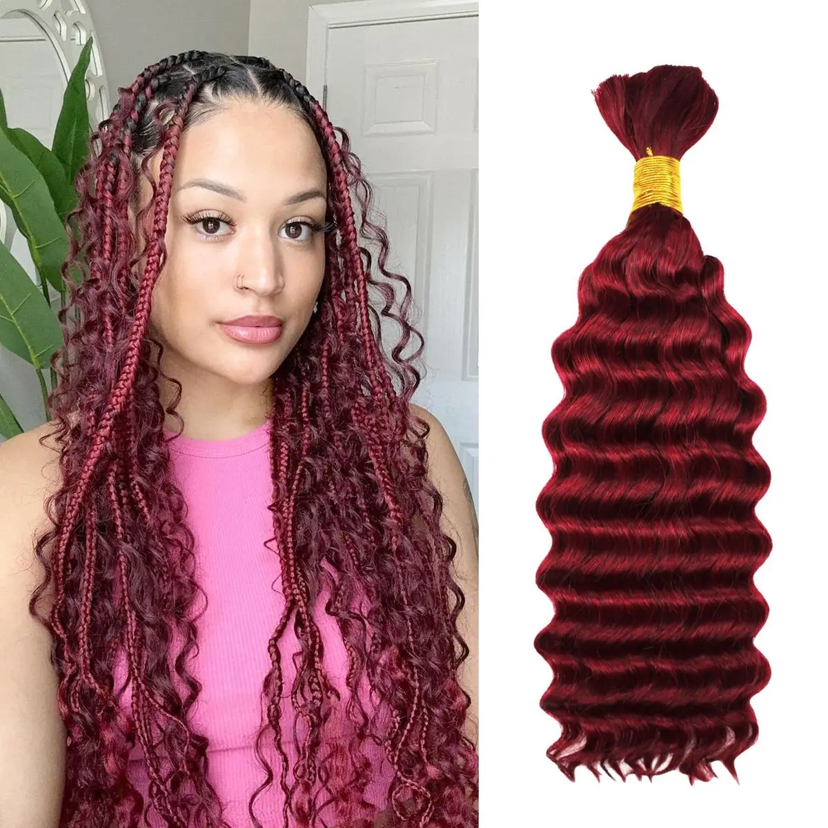 #99J Bulk Human Hair For Braiding Burgundy Deep Wave Bulk Human Hair For Boho Braids Water Wave Virgin Hair Eextensions No Weft
#99J Bulk Human Hair For Braiding Burgundy Deep Wave Bulk Human Hair For Boho Braids Water Wave Virgin Hair Eextensions No Weft