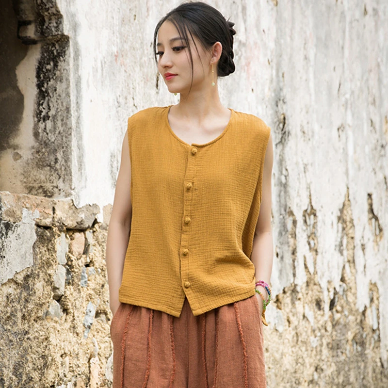 Women Casual Sleeveless Shirt New Arrival 2025 Summer Vintage Style O-neck Solid Color Female Cotton Linen Tops Shirts T434
Women Casual Sleeveless Shirt New Arrival 2025 Summer Vintage Style O-neck Solid Color Female Cotton Linen Tops Shirts T434