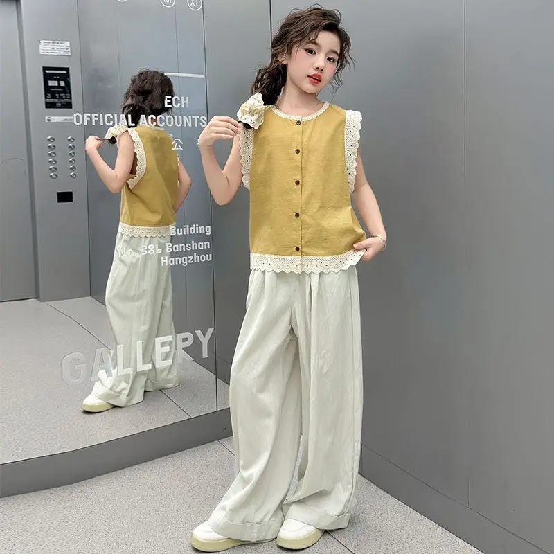 Girls' Set 2025 Children's Summer Clothing New Style Fashion Summer Dress Thin Wide Leg Pants Two Piece Set
Girls' Set 2025 Children's Summer Clothing New Style Fashion Summer Dress Thin Wide Leg Pants Two Piece Set