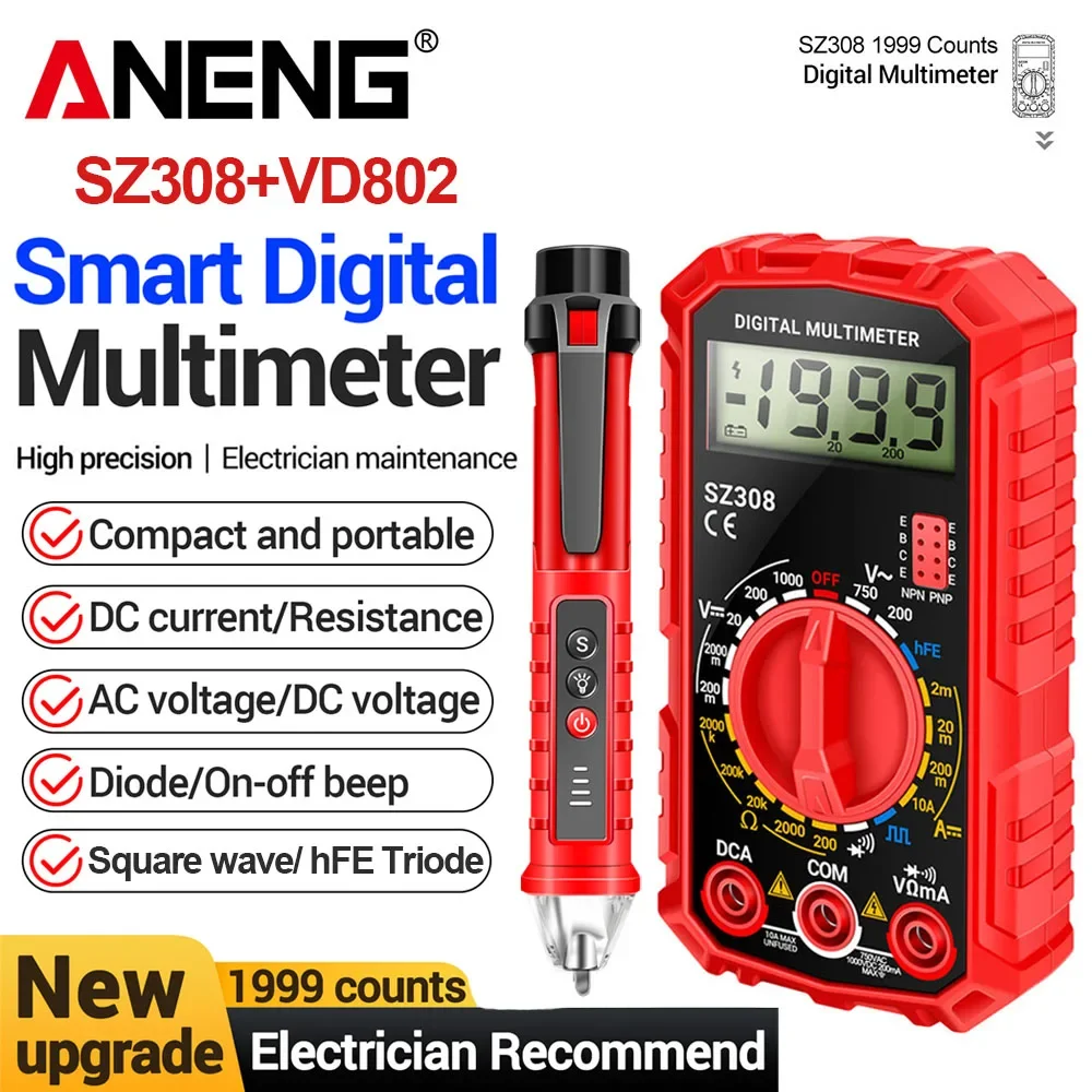 ANENG Square Wave Multimeter Test Pen Kit HFE Triode AC 12-1000V Voltage Test Pen NCV Meter Car Inspection Electrician Tools
ANENG Square Wave Multimeter Test Pen Kit HFE Triode AC 12-1000V Voltage Test Pen NCV Meter Car Inspection Electrician Tools