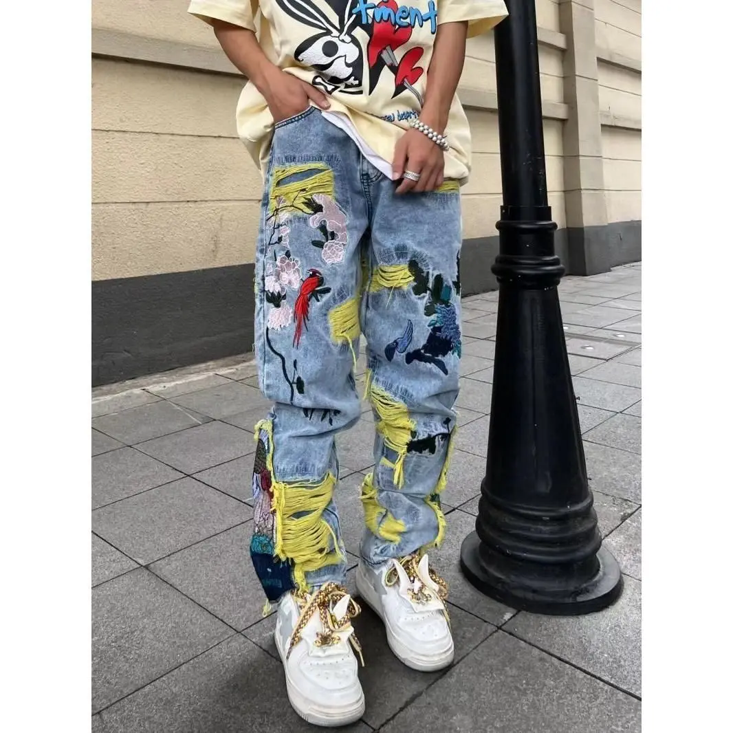 All Seasons High Street American Machine Embroidery Ripped Jeans Men's and Women's New Brushed Long Pants Fashion
All Seasons High Street American Machine Embroidery Ripped Jeans Men's and Women's New Brushed Long Pants Fashion