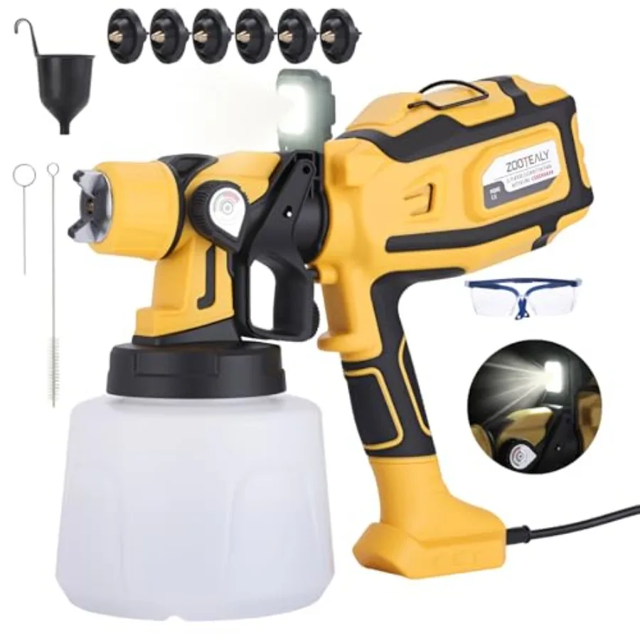Paint Sprayer: 1000W Electric HVLP Spray Paint Gun with Cleaning Blowing Joints 1400ML Container 6 Nozzles and 3 Patterns LED L
Paint Sprayer: 1000W Electric HVLP Spray Paint Gun with Cleaning Blowing Joints 1400ML Container 6 Nozzles and 3 Patterns LED L