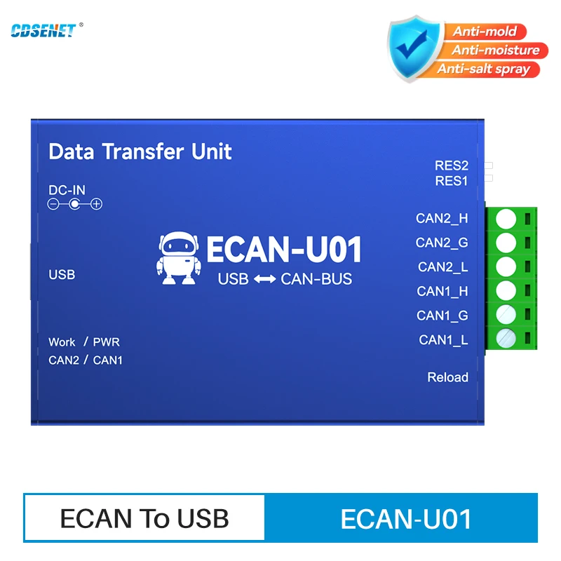 CAN to USB Protocol Converter CDSENET ECAN-U01 CAN2.0 USB2.0 CANBUS 2-way Transparent Transmission Communication Transceiver
CAN to USB Protocol Converter CDSENET ECAN-U01 CAN2.0 USB2.0 CANBUS 2-way Transparent Transmission Communication Transceiver