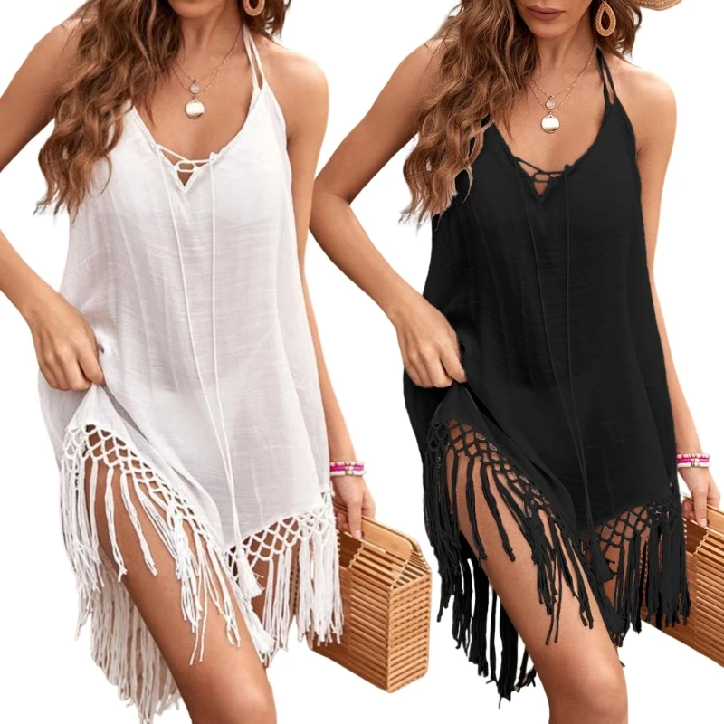 2024 New Flowy Tassels Beach-Dress Halter Neck Beach-Cover Up Sexy V-neck Bikinis Cover Up Fashion Swimsuit Cover Up for Women
2024 New Flowy Tassels Beach-Dress Halter Neck Beach-Cover Up Sexy V-neck Bikinis Cover Up Fashion Swimsuit Cover Up for Women
