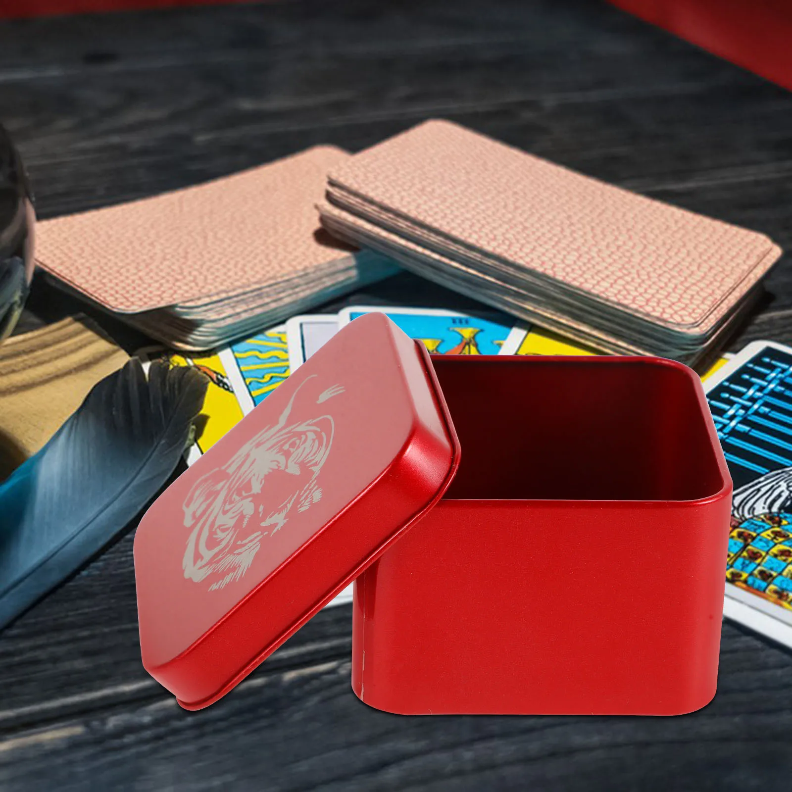 Iron Tarot Card Holder Portable Mini Storage Box Square Container Compact Organizer for Tarot Cards Gaming Cards 
Iron Tarot Card Holder Portable Mini Storage Box Square Container Compact Organizer for Tarot Cards Gaming Cards