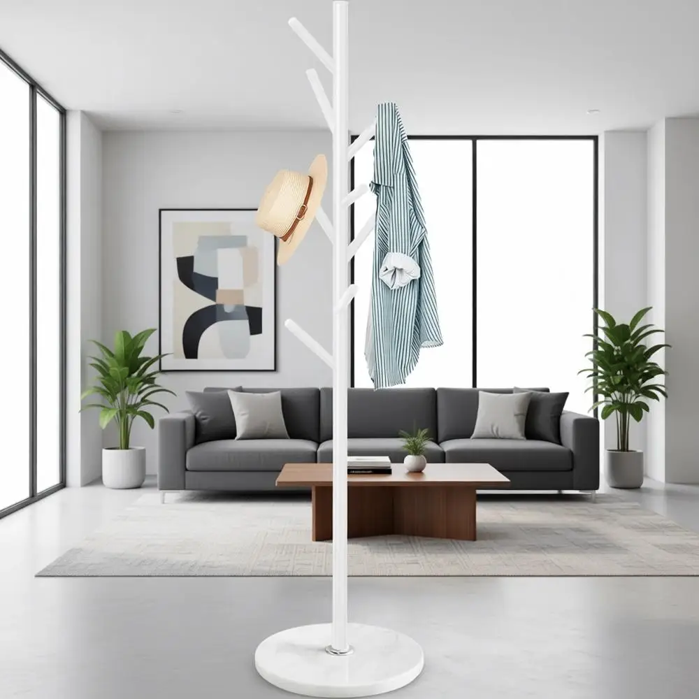 8-Hook Metal Coat Rack with Natural Marble Base for Entryway and Office
8-Hook Metal Coat Rack with Natural Marble Base for Entryway and Office