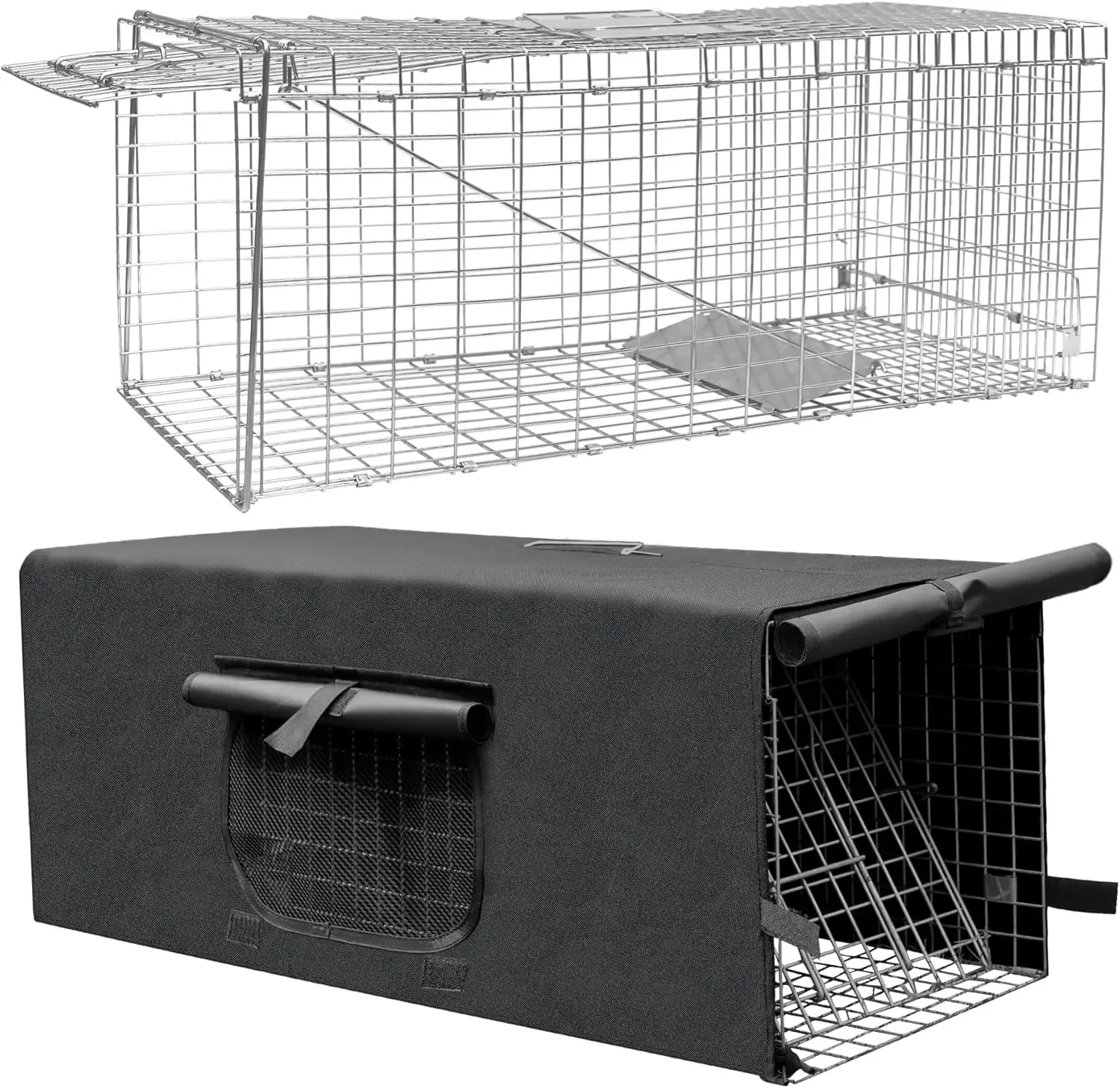 Humane Feral Cat Trap Cage with Cover, Heavy Duty Folding Animal Trap for Stray Cats, Raccoon, Squirrel, Skunk - 32x10x12 Inches
Humane Feral Cat Trap Cage with Cover, Heavy Duty Folding Animal Trap for Stray Cats, Raccoon, Squirrel, Skunk - 32x10x12 Inches