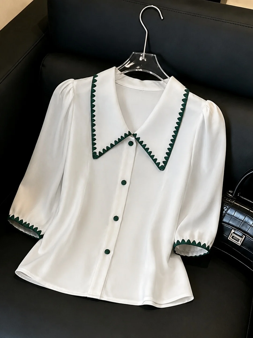 Fashionable Collared Shirt Color Block Commute Slimming High-End Feel Top Korean Style Straight Cut Button Detail Seven Sleeve
Fashionable Collared Shirt Color Block Commute Slimming High-End Feel Top Korean Style Straight Cut Button Detail Seven Sleeve