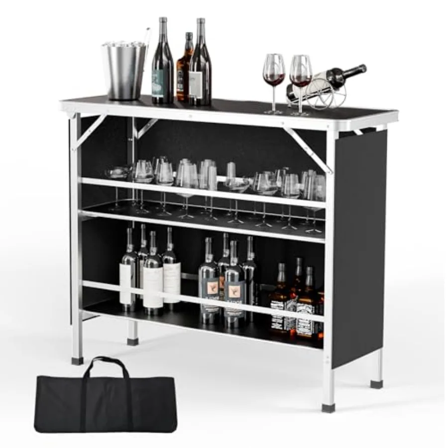 43 Portable Bar Table with 3-Tier Shelves Mobile Bar Table for Events Party Camping Picnic Tradeshow Indoor Black Skirt
43 Portable Bar Table with 3-Tier Shelves Mobile Bar Table for Events Party Camping Picnic Tradeshow Indoor Black Skirt