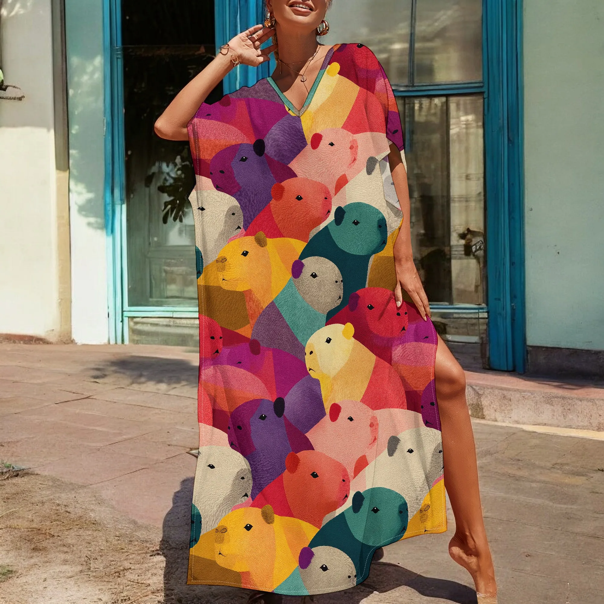 Colorful Guinea Pig Print V-Neck Kaftan Dress S-3XL - Fun Animal Design, Perfect for Casual Wear & Pet Lovers
Colorful Guinea Pig Print V-Neck Kaftan Dress S-3XL - Fun Animal Design, Perfect for Casual Wear & Pet Lovers
