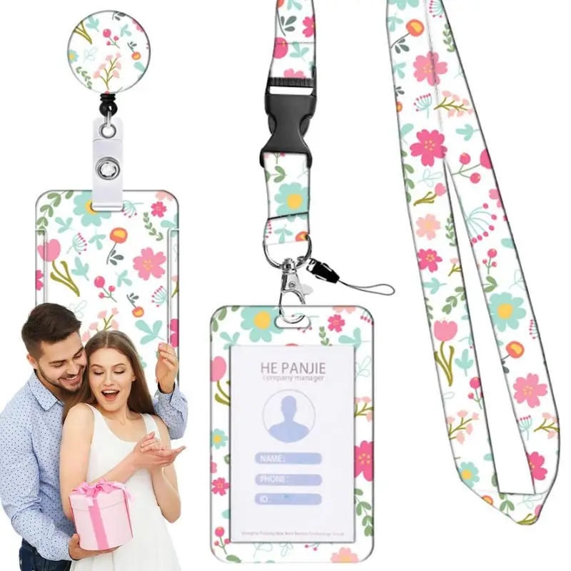 Identity Badge Holder Flower Print Card Sleeve With Retractable Reel Belt Clip Badge Sleeve With Lanyard For Driver's Licenses
Identity Badge Holder Flower Print Card Sleeve With Retractable Reel Belt Clip Badge Sleeve With Lanyard For Driver's Licenses