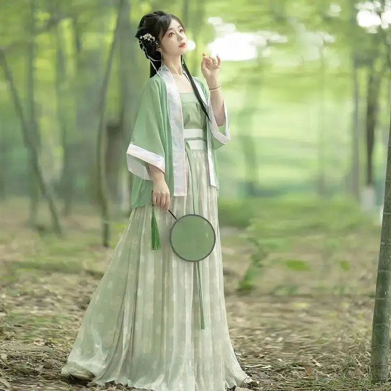 Chinese Hanfu Dress Set Bean Paste Green Pleated Dress Chinese Traditional Women Embroidery Dress Costume Asian Retro Fashion
Chinese Hanfu Dress Set Bean Paste Green Pleated Dress Chinese Traditional Women Embroidery Dress Costume Asian Retro Fashion