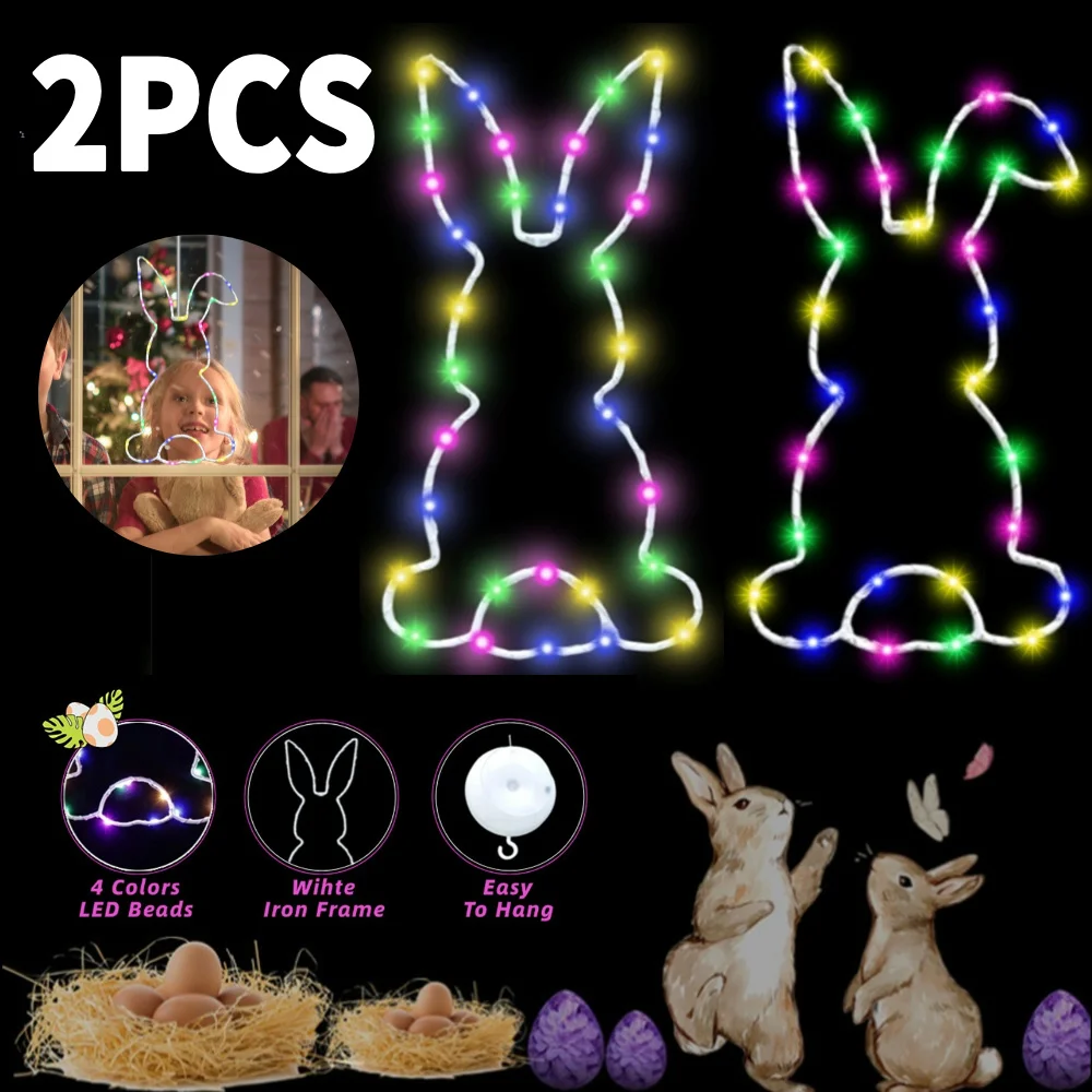 2PCS Easter LED Window Light with Suction Cup Cute Bunny Fairy Lights Multicolor Hanging Decorations Lamp Indoor Home Decor
2PCS Easter LED Window Light with Suction Cup Cute Bunny Fairy Lights Multicolor Hanging Decorations Lamp Indoor Home Decor