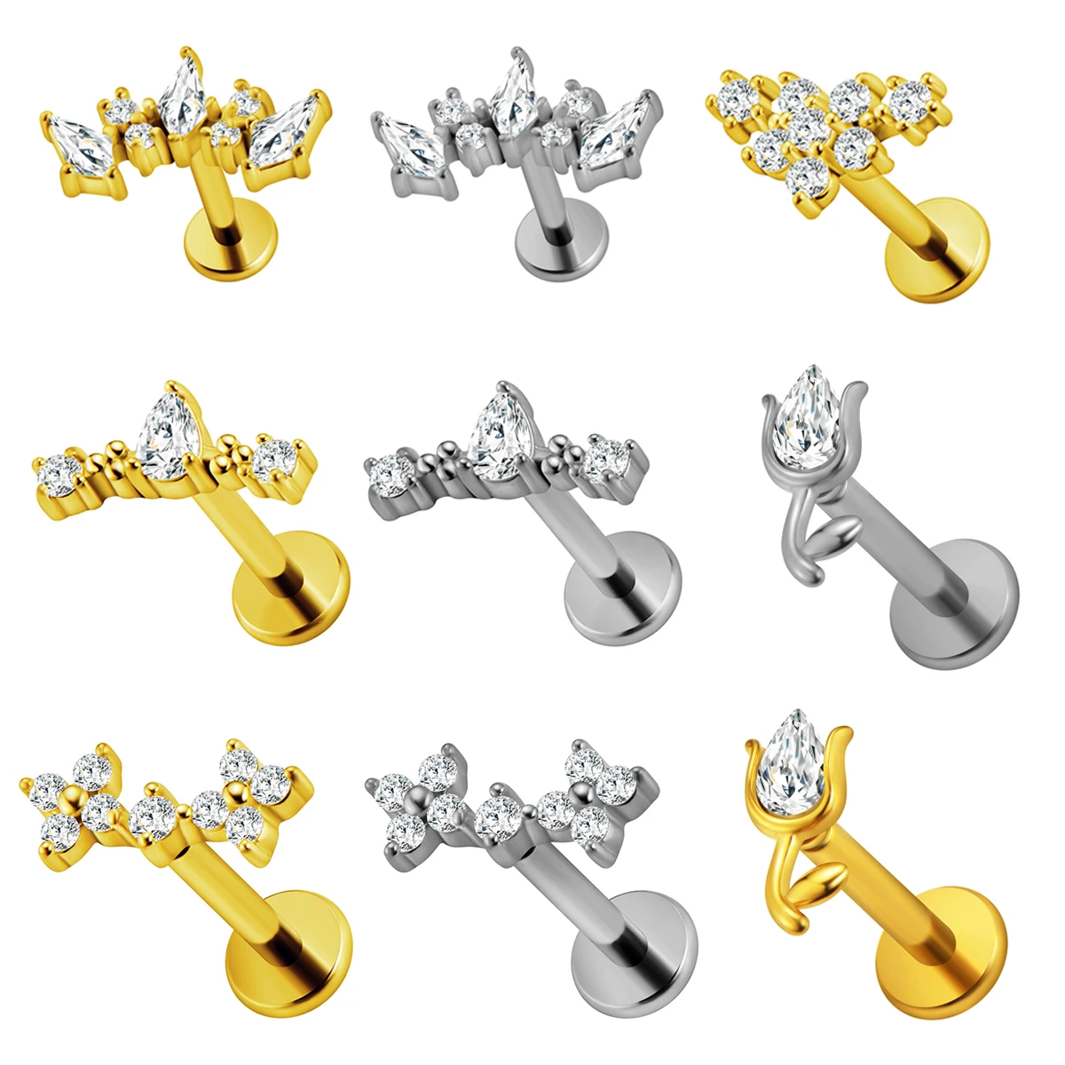 Heart-shaped Internal thread Labret Piercing Lightning Flat Back Earrings Flowers Tragus 316L Stainless steel Body Jewelry
Heart-shaped Internal thread Labret Piercing Lightning Flat Back Earrings Flowers Tragus 316L Stainless steel Body Jewelry
