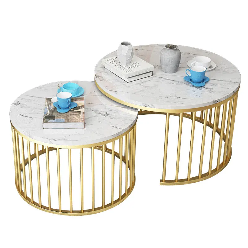 Golden marble coffee table creative personality round coffee table combination ins living room Internet celebrity small 
Golden marble coffee table creative personality round coffee table combination ins living room Internet celebrity small